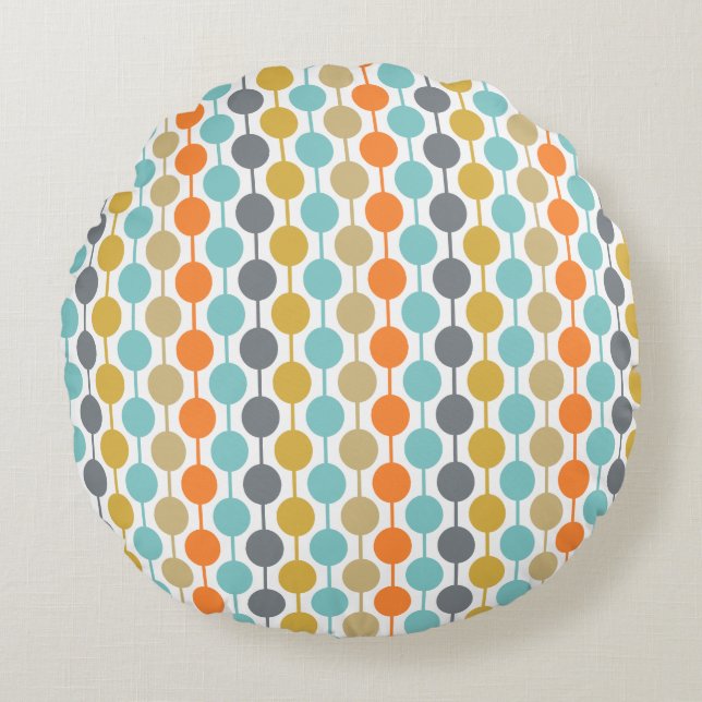 Cojín Redondo Mid-Century Modern Retro Geometric Circles Pattern (Anverso)
