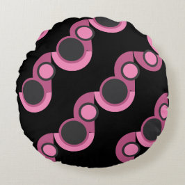 Cojín Redondo MidCentury Moderno rosa, negro y gris