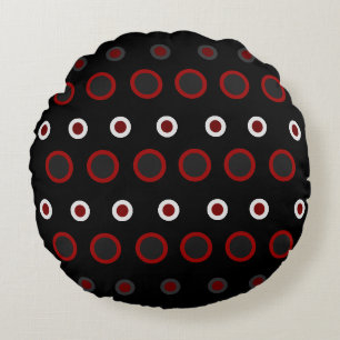 Cojín Redondo MidCentury Rojo moderno, negro y gris