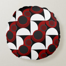 Cojín Redondo MidCentury Rojo moderno, negro y gris