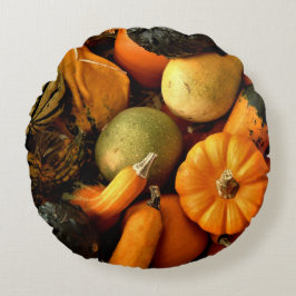 Cojín Redondo Mini Calabazas Y Gourds Variación Fall Foto 2