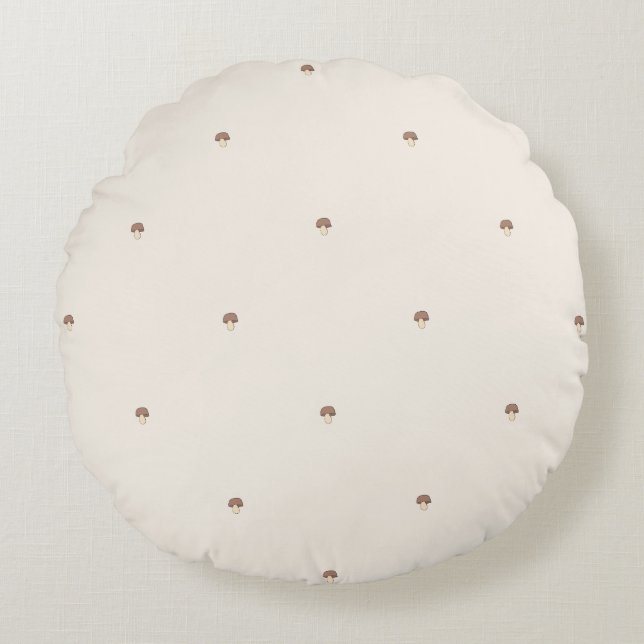 Cojín Redondo Minimal Mushroom Pattern Pillow – Light / Round (Anverso)