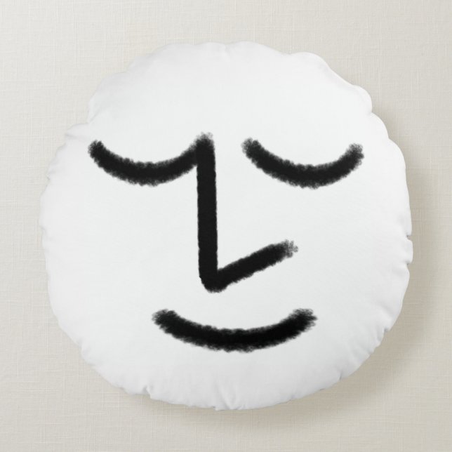 Cojín Redondo Minimalist Zen Face Throw Pillow (Anverso)