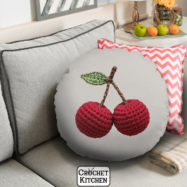 Cojín Redondo Minimalista crujiente crujiente de cerezo rojo ver