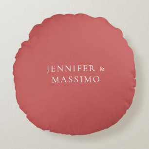 Cojín Redondo Minimalista Rojo Indio Aspecto Estético Moderno