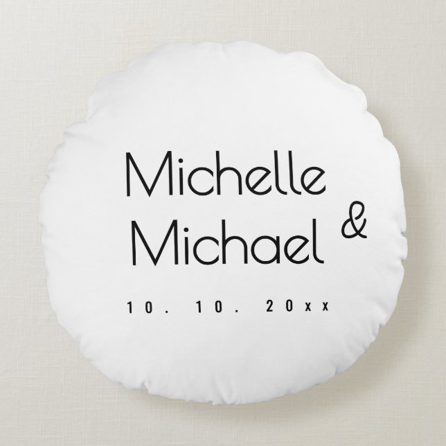 Cojín Redondo Minimalistas nombres modernos profesionales en bla (Anverso)