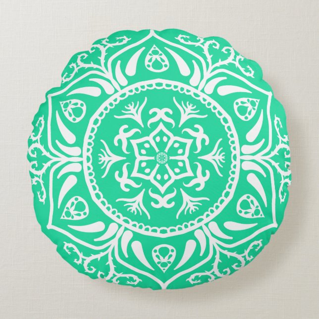 Cojín Redondo Minty Mandala (Anverso)