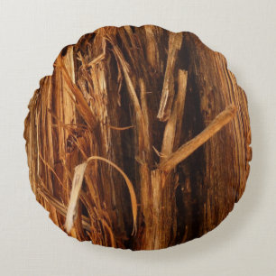 Cojín Redondo Mira de corteza de madera texturizada de cedro