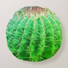 Cojín Redondo Mirada Espinosa Cactus Verde Natural