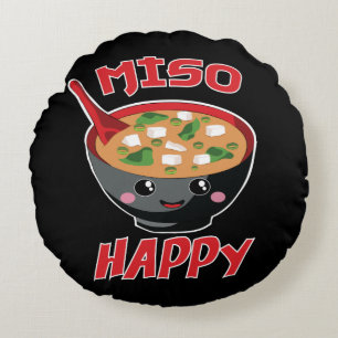 Cojín Redondo Miso Happy Funny Food Kawaii