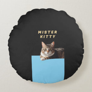 Cojín Redondo Mister Kitty – Diseño de personaje de gato lindo