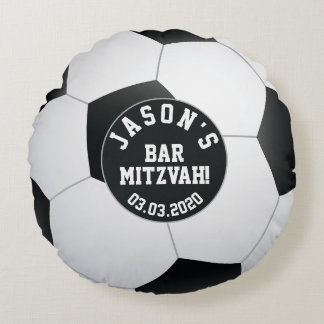 Cojín Redondo Mitzvah, el bar de fútbol blanco negro personaliza