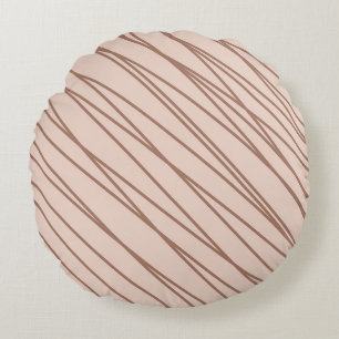 Cojín Redondo Mocha Mousse Resumen Línea de Doodle dibujada a ma