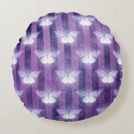 Cojín Redondo Moda blanco morado estriado patrón místico