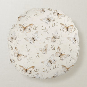Cojín Redondo Moda Cream Butterflies