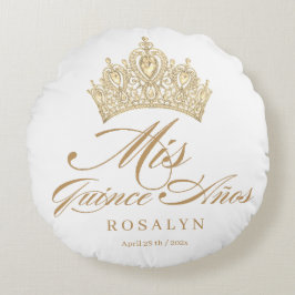 Cojín Redondo Moda elegante Quinceanera de oro blanco