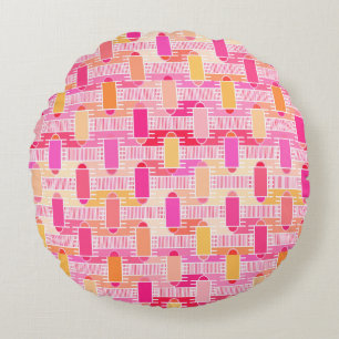 Cojín Redondo Moda industrial del art déco - rosa, melocotón,