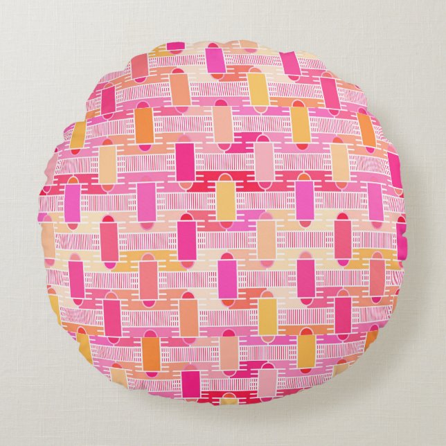 Cojín Redondo Moda industrial del art déco - rosa, melocotón, (Anverso)