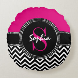 Cojín Redondo Moda Monograma Chevron - S es para Sophia