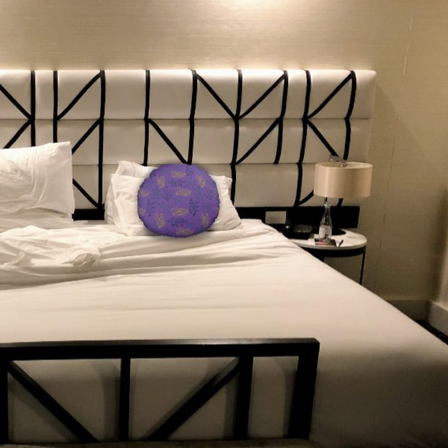 Cojín Redondo Modalidad de hojas verdes amarillas lavanda almoha (Subido por el creador)