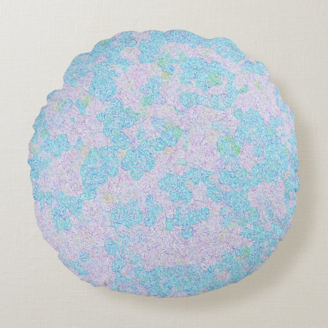 Cojín Redondo Modalidades azul claro y elegante (Anverso)