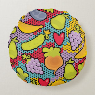 Cojín Redondo Modelo con las frutas y verduras
