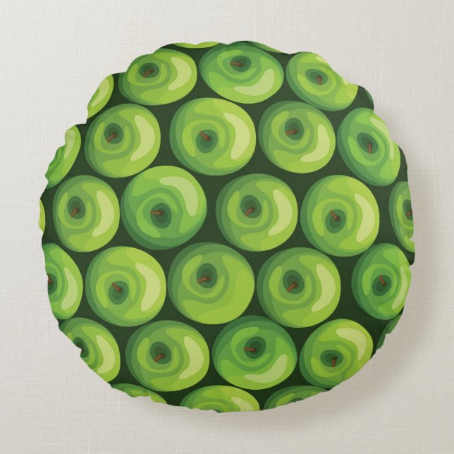 Cojín Redondo Modelo con las manzanas verdes (Anverso)