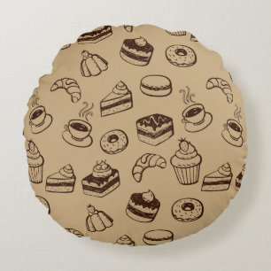 Cojín Redondo Modelo con las tortas, los postres y la panadería