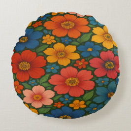 Cojín Redondo Modelo de Flor Silvestre Brillante