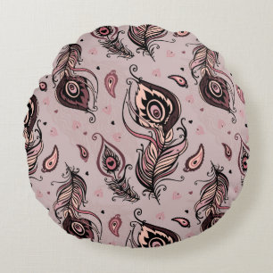 Cojín Redondo Modelo de la pluma del pavo real