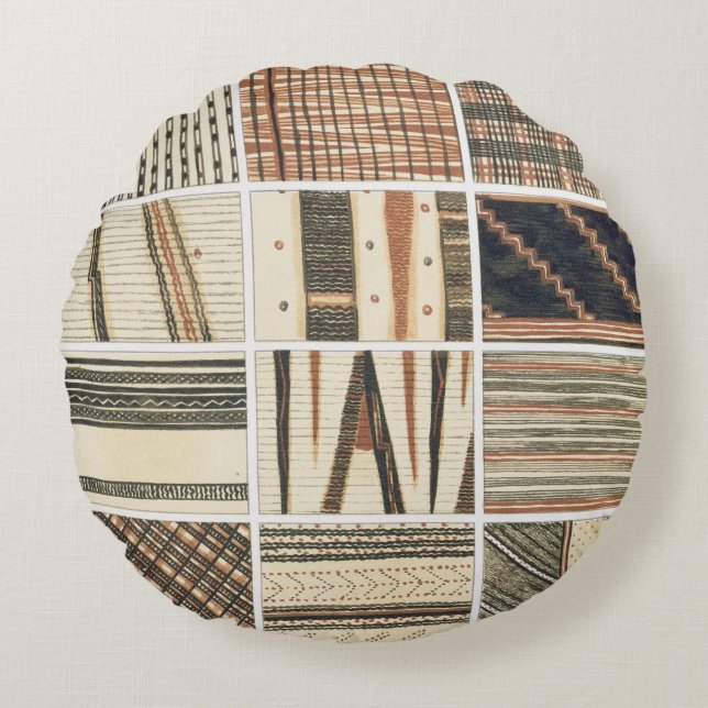 Cojín Redondo Modelo del tapa polinesio del cocinero (Anverso)