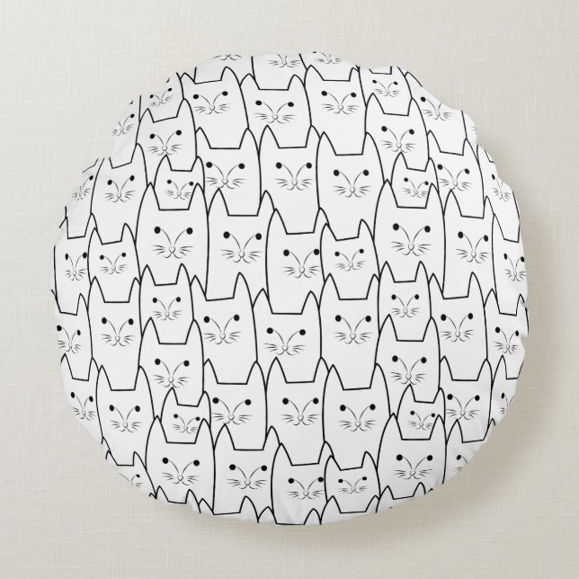 Cojín Redondo Modelo lindo de los gatos (Anverso)