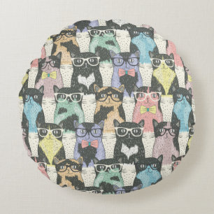 Cojín Redondo Modelo lindo de los gatos del inconformista
