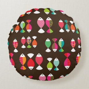 Cojín Redondo Modelo subacuático 2 de los pescados retros