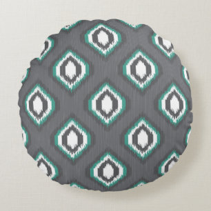 Cojín Redondo Modelo tribal del ikat retro geométrico