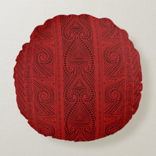 Cojín Redondo Modelo tribal maorí - el arte de Whakairo de la