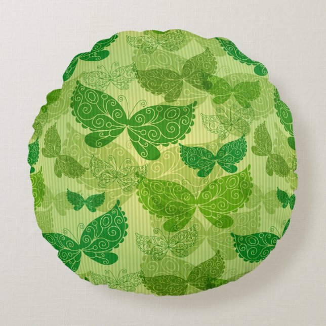 Cojín Redondo Modelo verde de la primavera (Anverso)