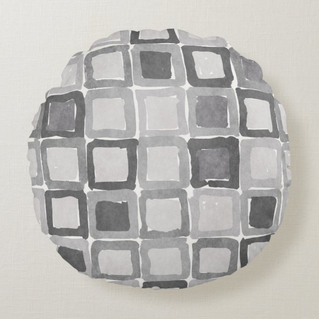 Cojín Redondo Modern Gray Painted Patches  (Anverso)
