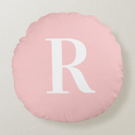 Cojín Redondo Modern Simple Monogram Pink 