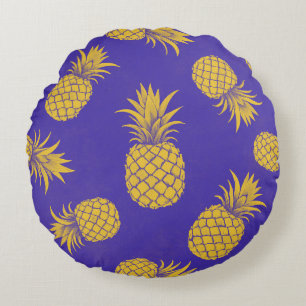 Cojín Redondo Modern Tropical Pineapple Watercolor