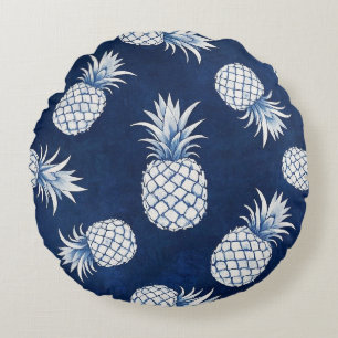 Cojín Redondo Modern Tropical Pineapple Watercolor