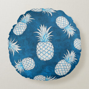 Cojín Redondo Modern Tropical Pineapple Watercolor