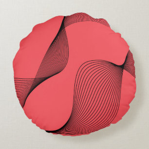 Cojín Redondo Moderna, elegante, tendencia, ilustración ondulada