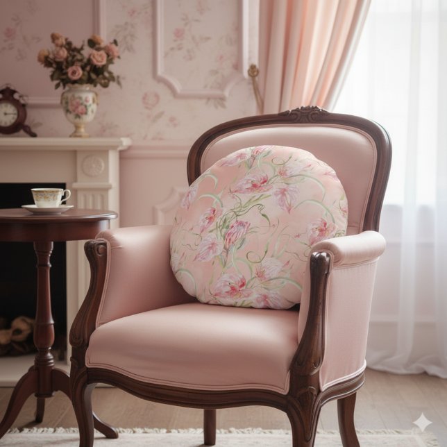 Cojín Redondo Moderna Y Elegante Paz Rosa En Seda De Peach (Subido por el creador)