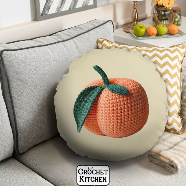 Cojín Redondo Moderna y moderna moda Amigurumi Crochet Peach (Subido por el creador)