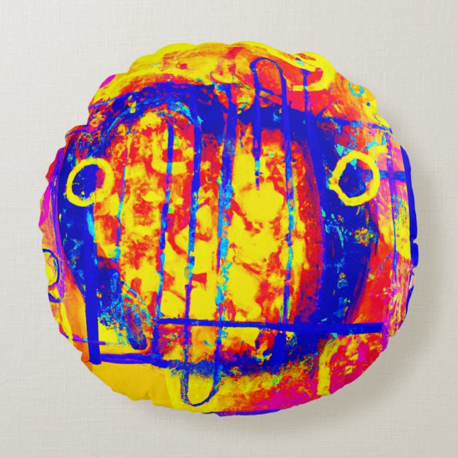 Cojín Redondo Modernas abstracciones vibrantes arte (Anverso)