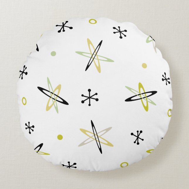 Cojín Redondo modernidad, era atómica, edad atómica, arte, p (Anverso)