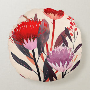 Cojín Redondo Moderno boho floral botánico minimalista