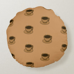 Cojín Redondo Moderno café café marrón de mediados de siglo
