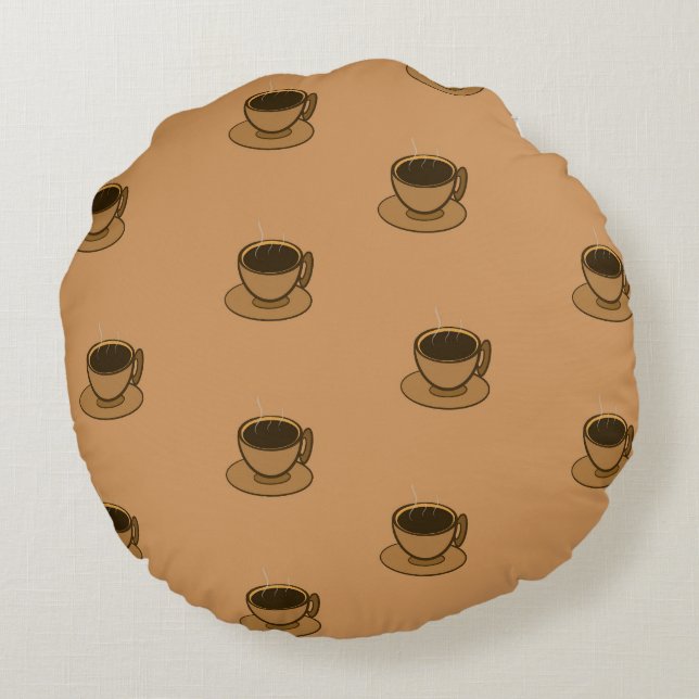 Cojín Redondo Moderno café café marrón de mediados de siglo (Reverso)